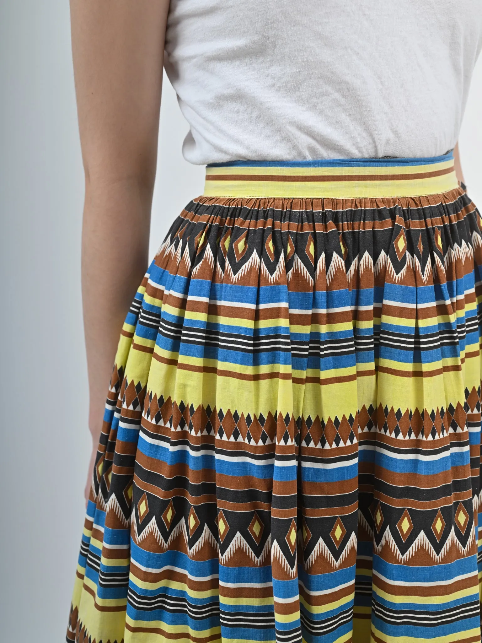 1950s Cotton Southwestern Print Full Skirt