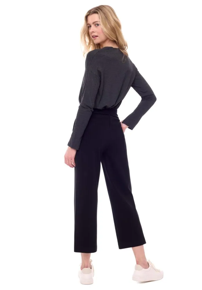 67928 Black Wide Leg Crop Pant