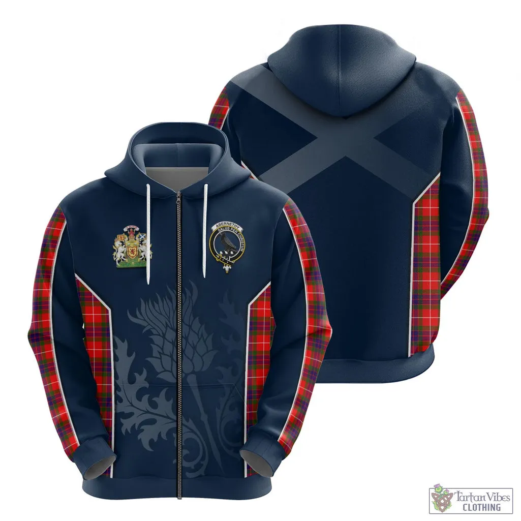 Abernethy Tartan Hoodie with Family Crest and Scottish Thistle Vibes Sport Style