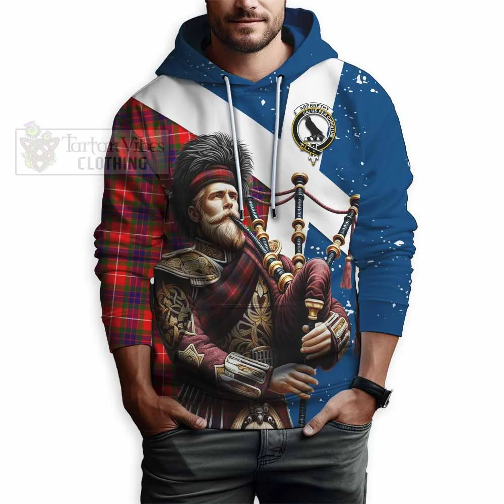 Abernethy Tartan Hoodie with Family Crest Scottish Bagpiper Vibes