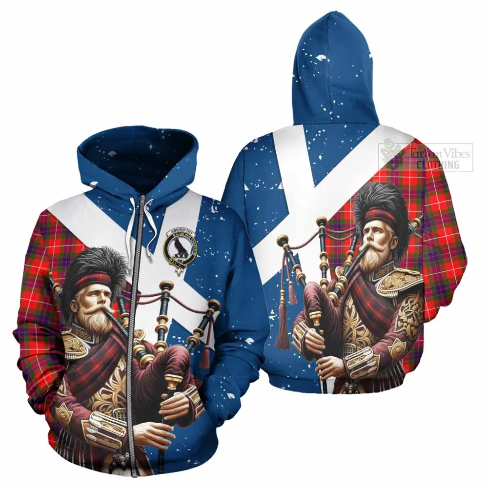 Abernethy Tartan Hoodie with Family Crest Scottish Bagpiper Vibes