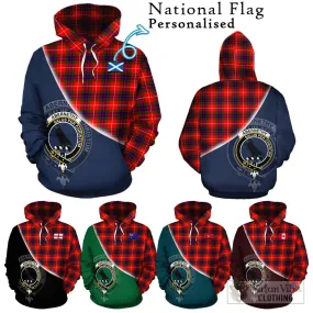 Abernethy Tartan Hoodie with Personalised National Flag and Family Crest Half Style