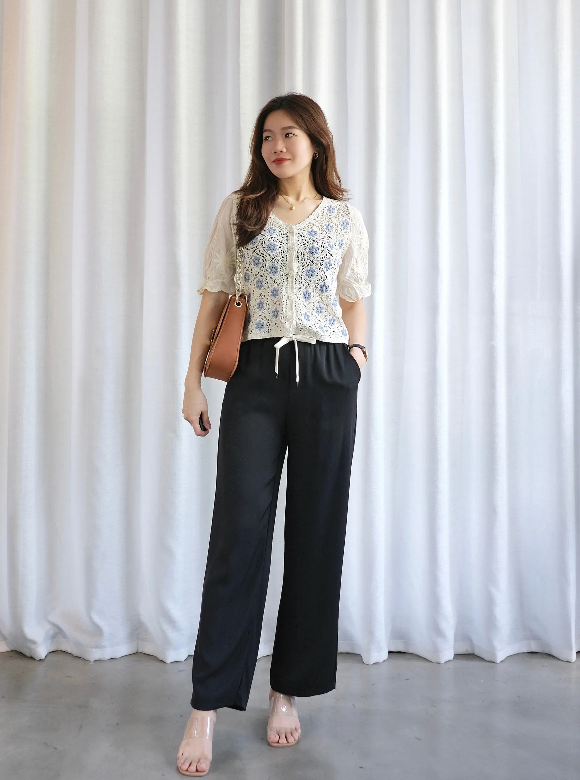 ACEWIN Ice Silk Drawstring Waist Long Pants (Size M-L) 501765