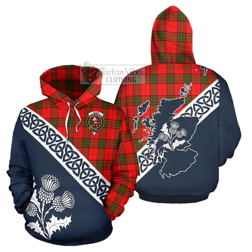 Adair Tartan Hoodie Featuring Thistle and Scotland Map