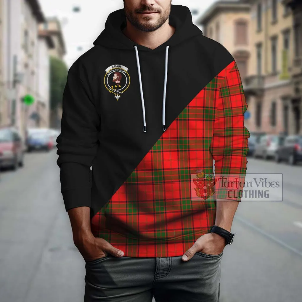 Adair Tartan Hoodie with Family Crest and Military Logo Style