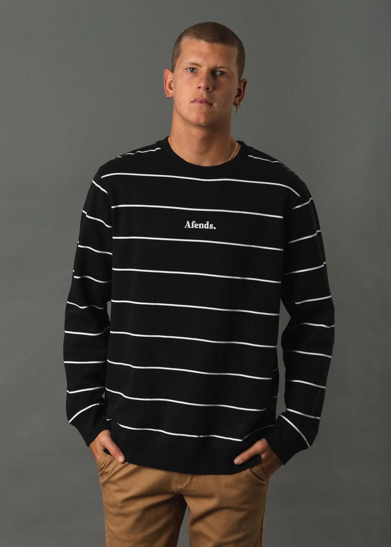 Afends Mens Nylon Stripe - Crew Neck