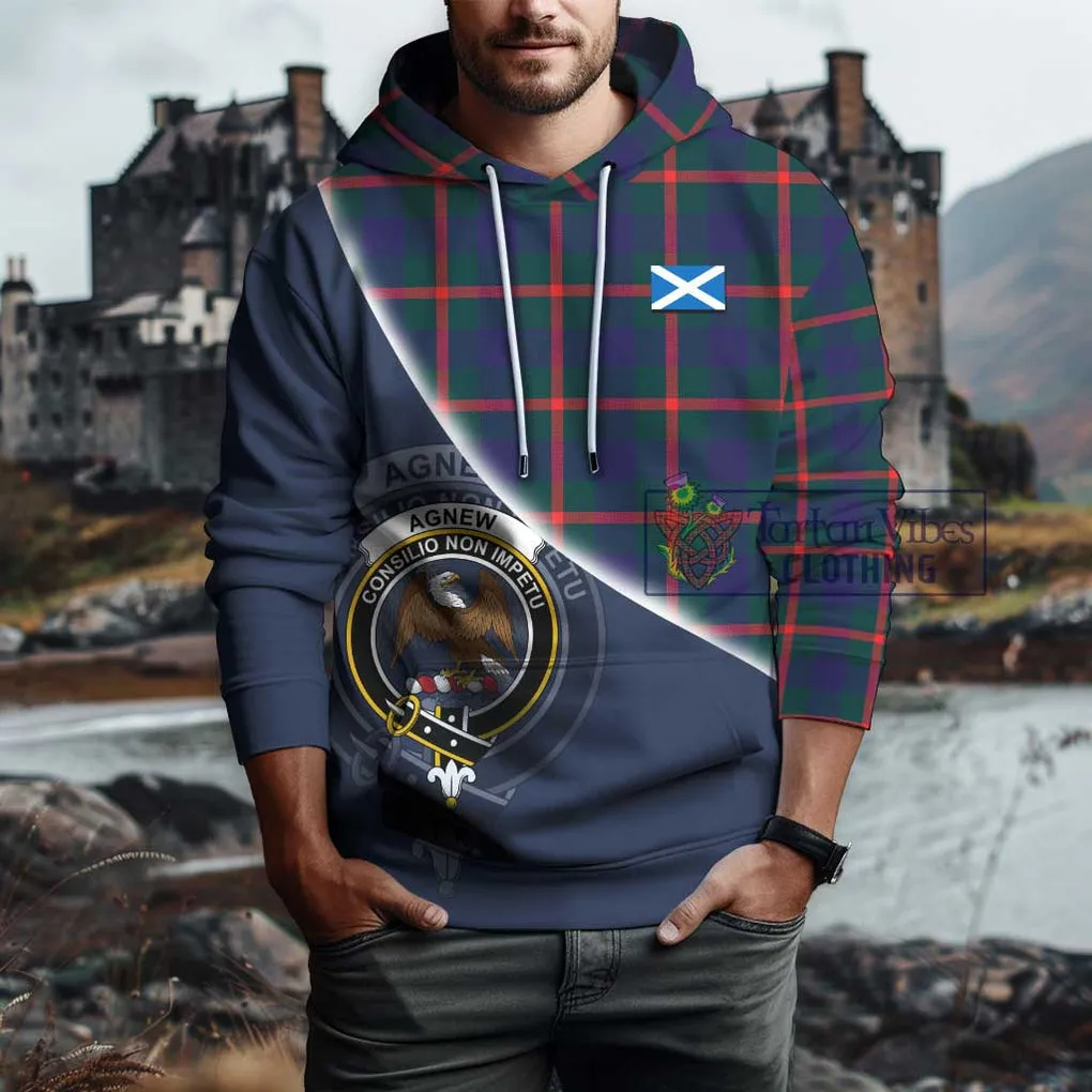 Agnew Tartan Hoodie with Personalised National Flag and Family Crest Half Style