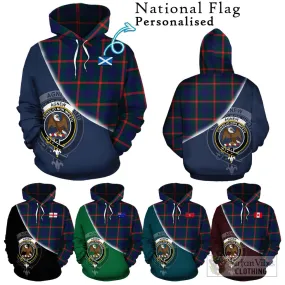 Agnew Tartan Hoodie with Personalised National Flag and Family Crest Half Style