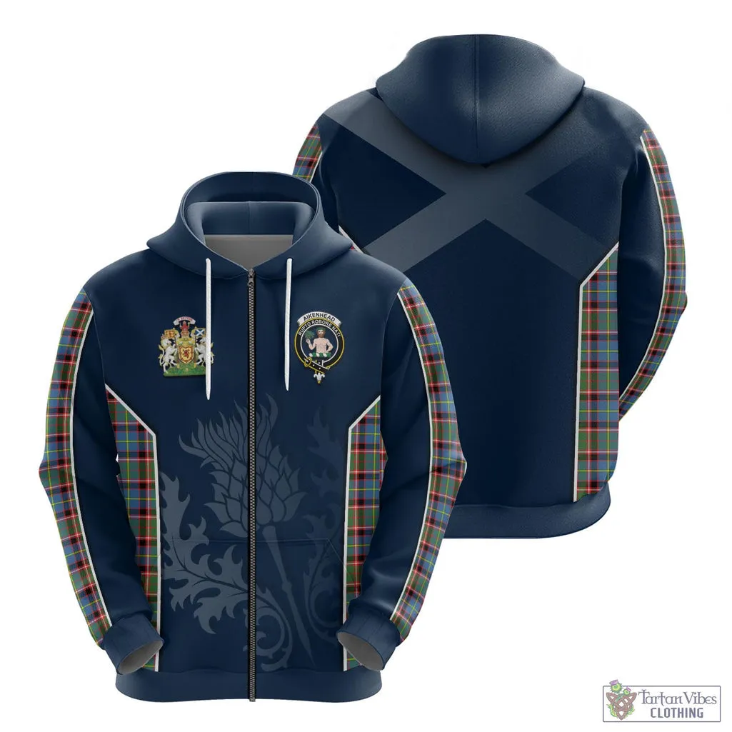 Aikenhead Tartan Hoodie with Family Crest and Scottish Thistle Vibes Sport Style