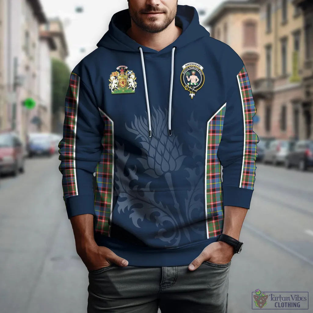 Aikenhead Tartan Hoodie with Family Crest and Scottish Thistle Vibes Sport Style