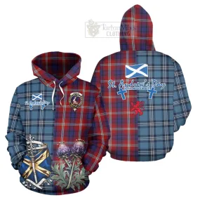 Ainslie Tartan Hoodie Happy St. Andrew's Day Half Tartan Style