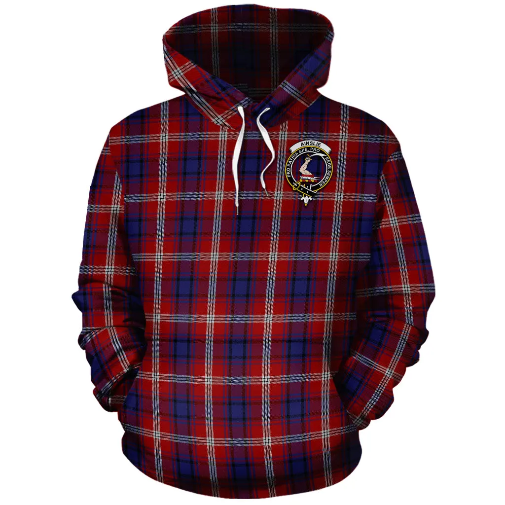 Ainslie Tartan Hoodie with Family Crest