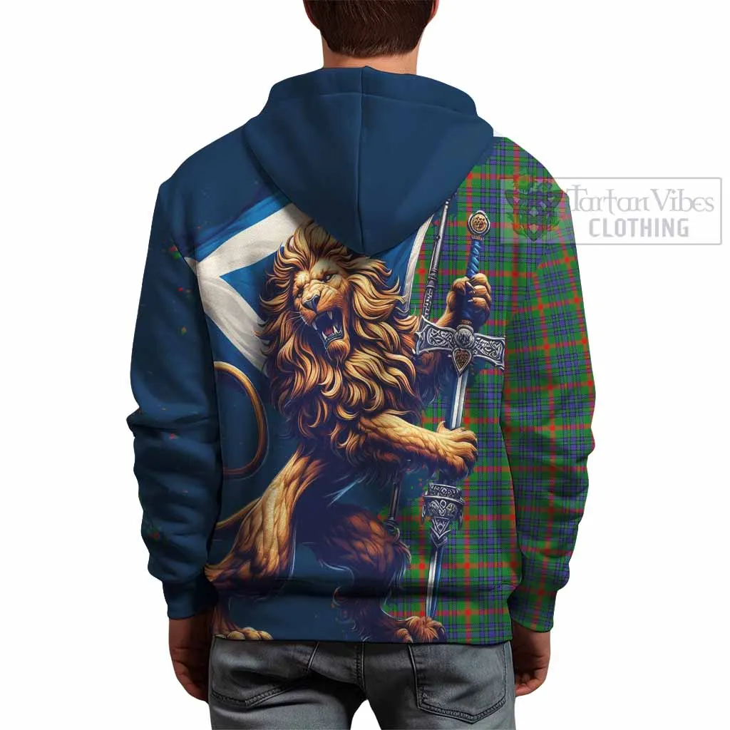 Aiton Tartan Family Crest Hoodie with Scottish Majestic Lion