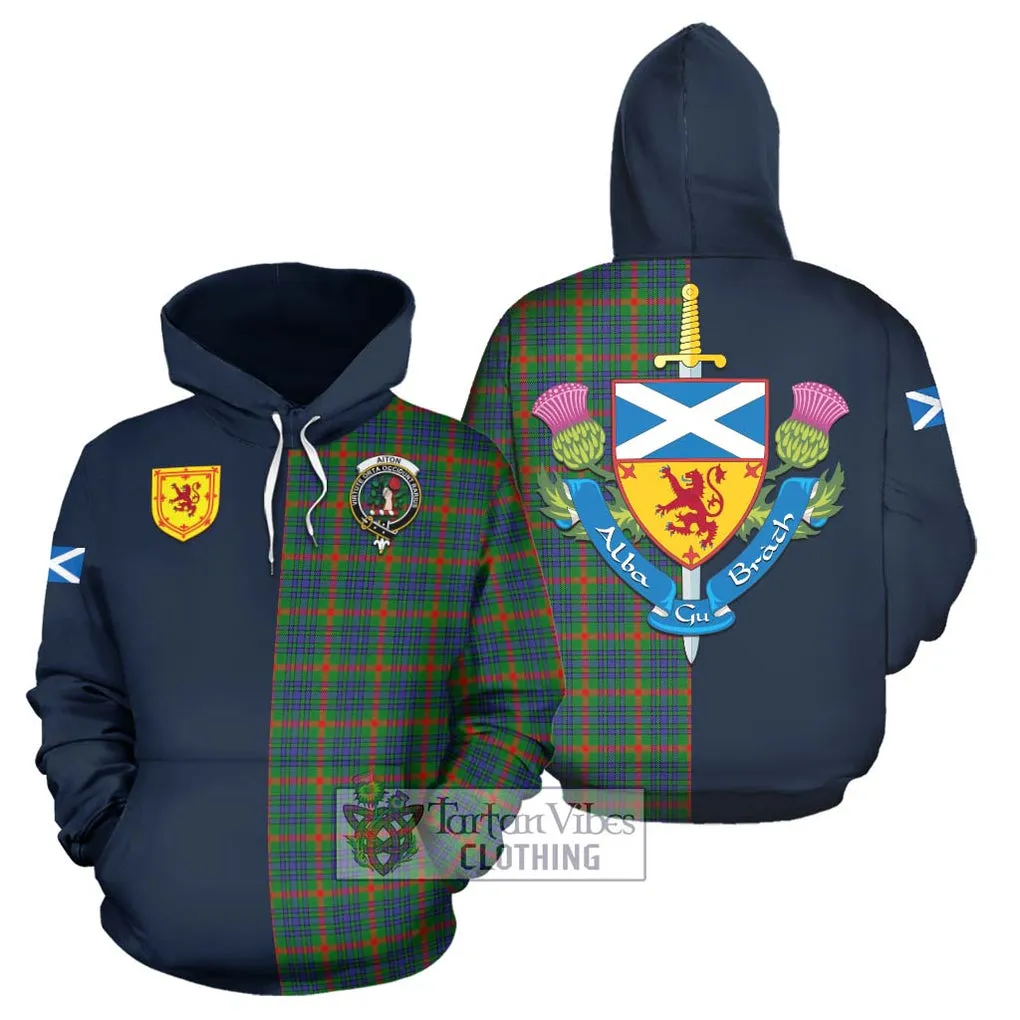 Aiton Tartan Hoodie Alba with Scottish Lion Royal Arm Half Style