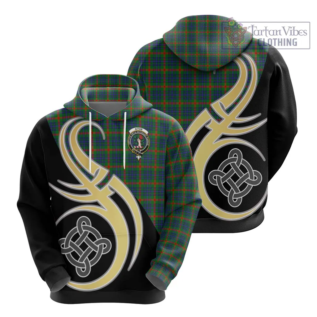 Aiton Tartan Hoodie with Family Crest and Celtic Symbol Style