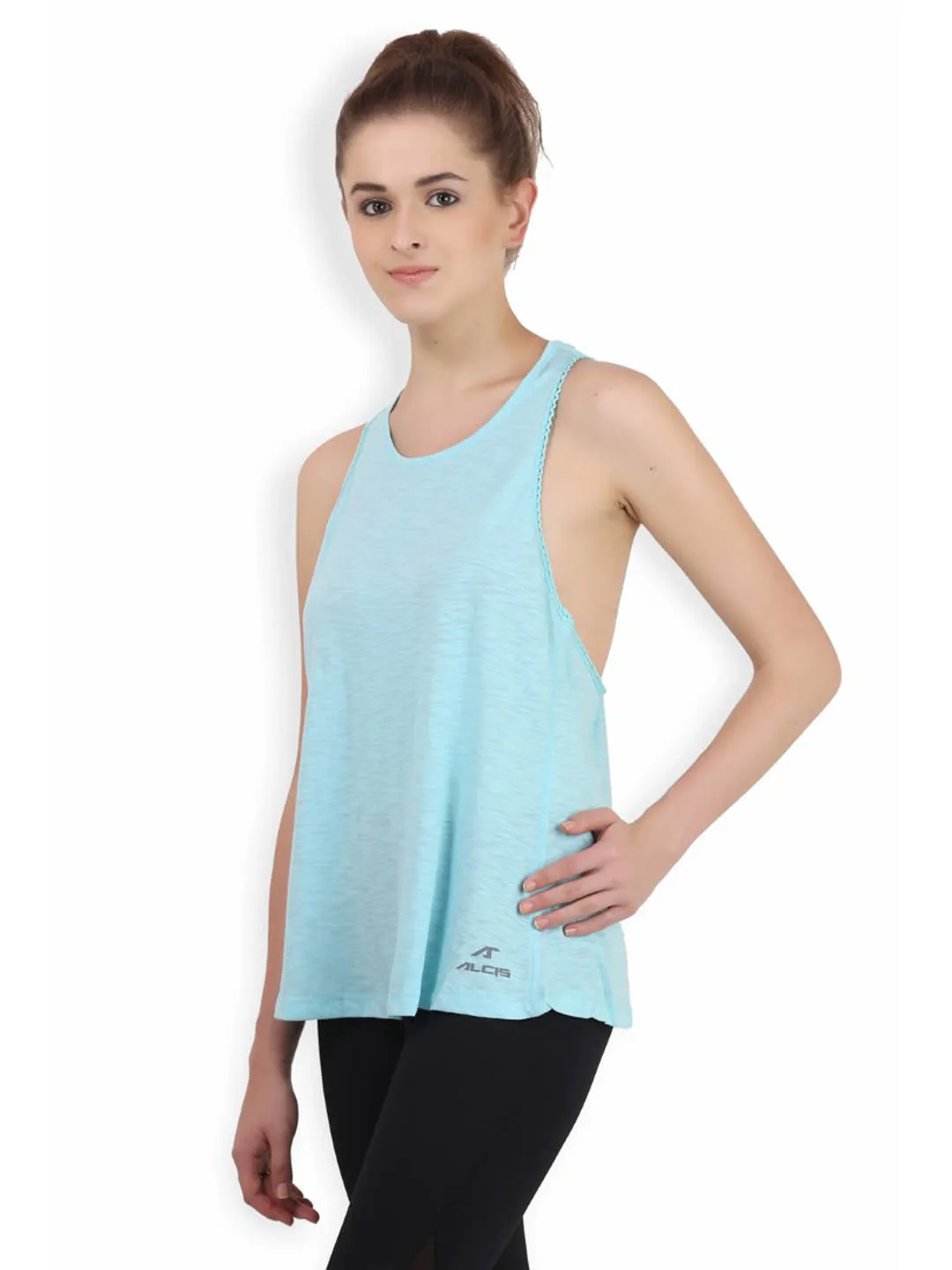 Alcis Side Lace Aqua Blue Tank Top