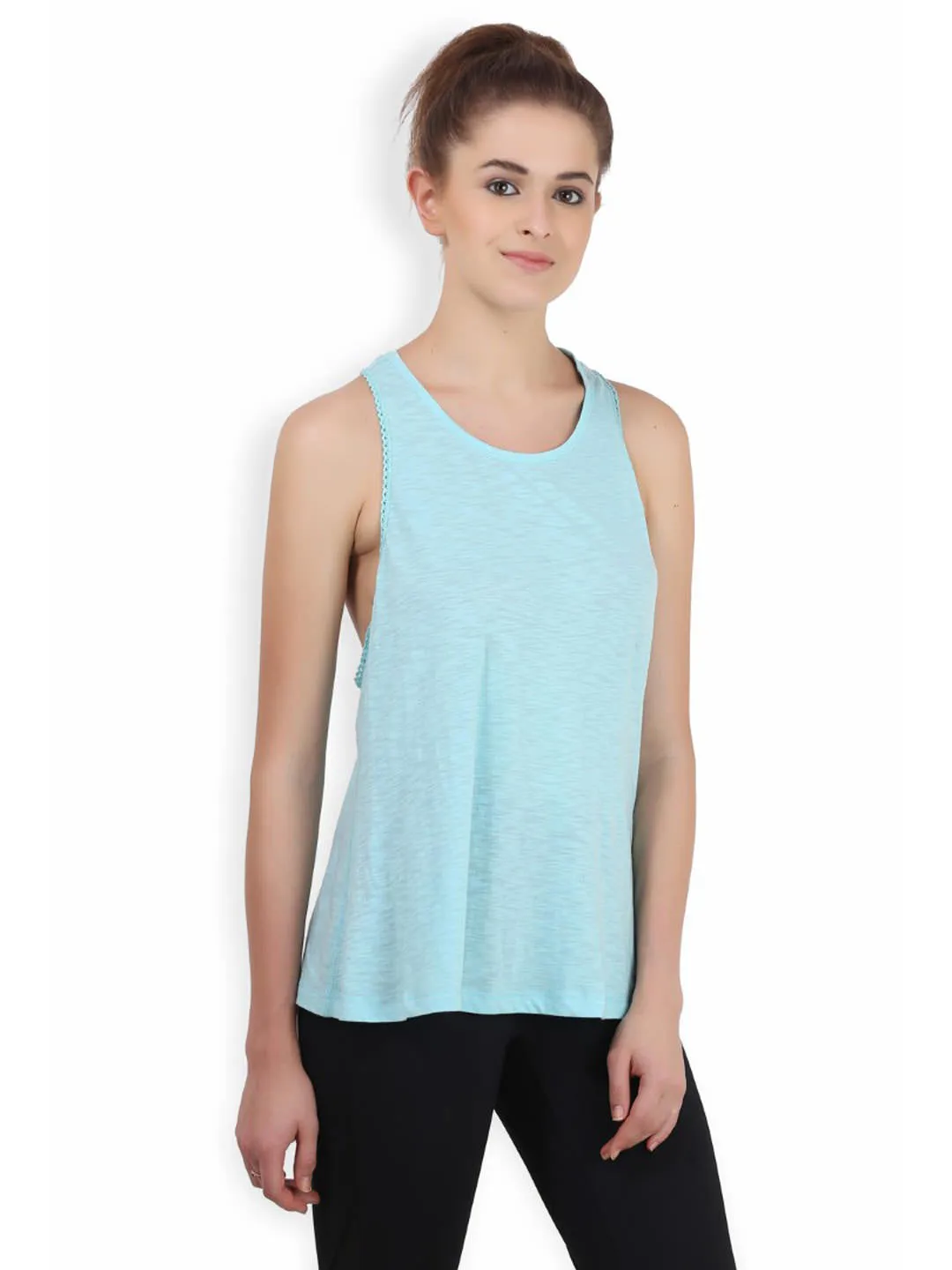 Alcis Side Lace Aqua Blue Tank Top