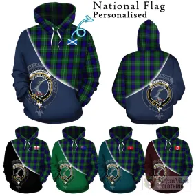 Alexander Tartan Hoodie with Personalised National Flag and Family Crest Half Style