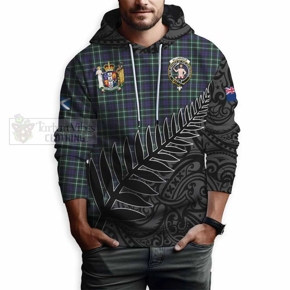 Allardice Crest Tartan Hoodie with New Zealand Silver Fern Half Style