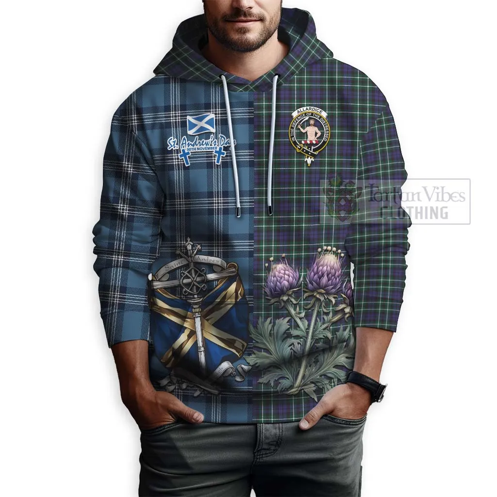 Allardice Tartan Hoodie Happy St. Andrew's Day Half Tartan Style