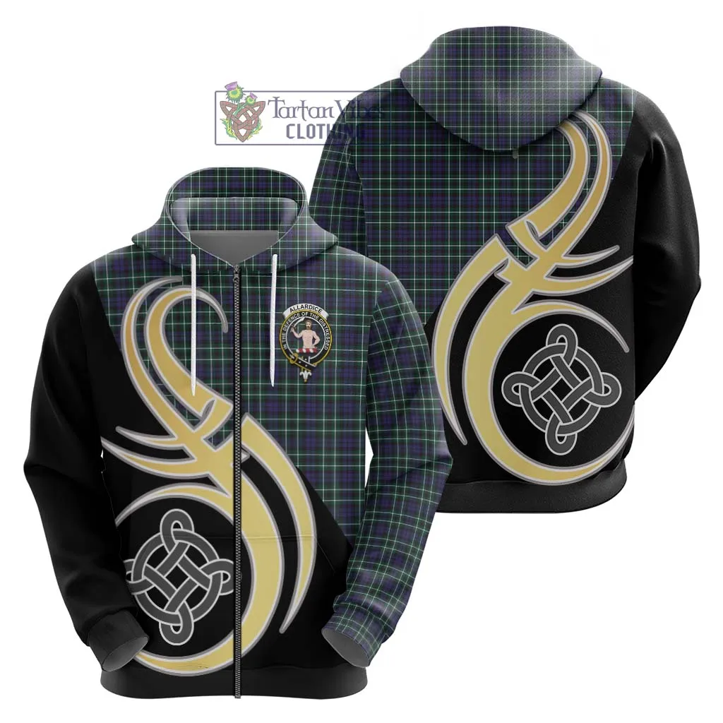 Allardice Tartan Hoodie with Family Crest and Celtic Symbol Style