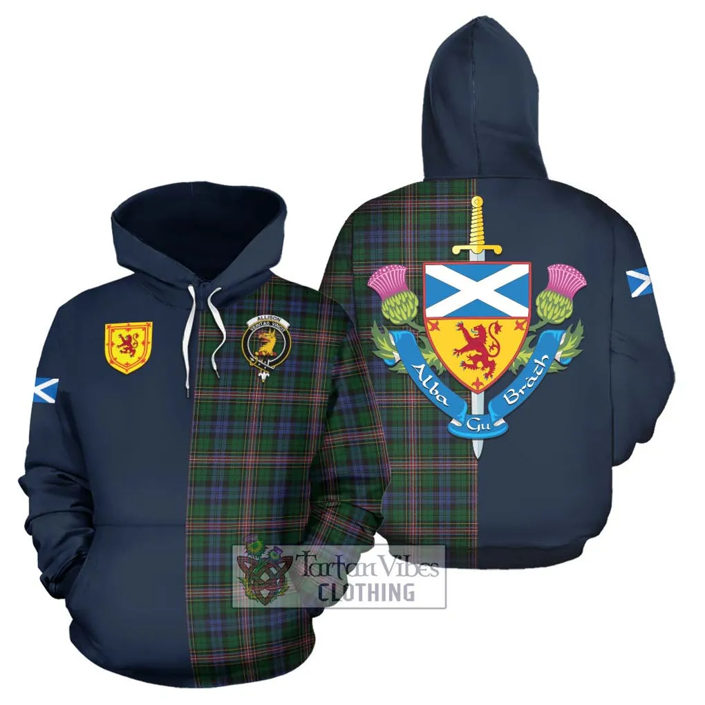 Allison Tartan Hoodie Alba with Scottish Lion Royal Arm Half Style