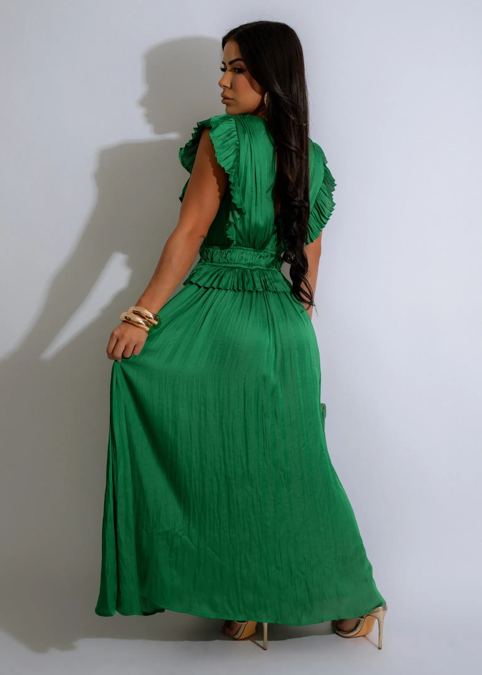 Amazing Cascade Maxi Dress Green