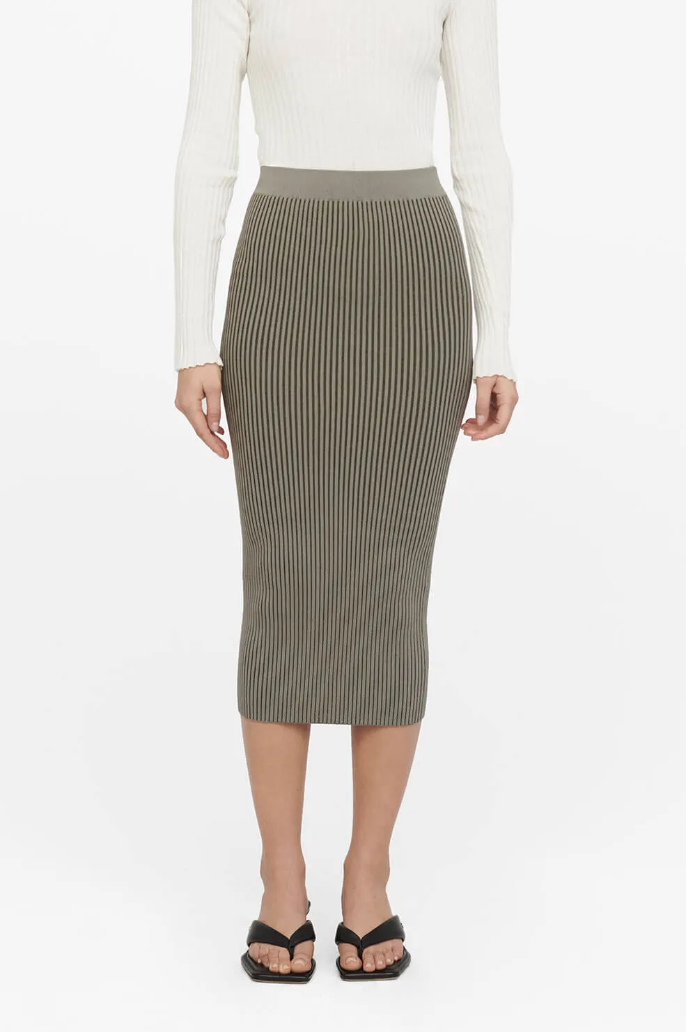 Anine Bing - Julian Skirt in Green Khaki and Olive