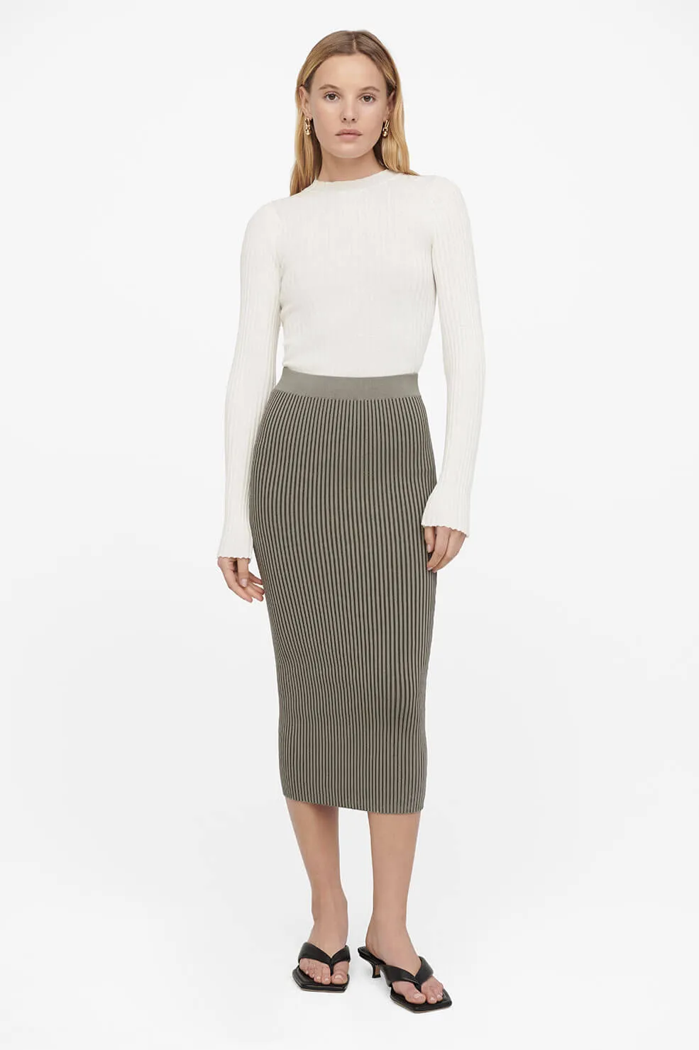 Anine Bing - Julian Skirt in Green Khaki and Olive