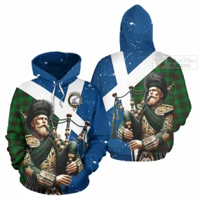 Anstruther Tartan Hoodie with Family Crest Scottish Bagpiper Vibes