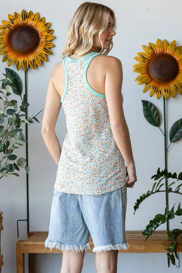 Aqua Floral Tank