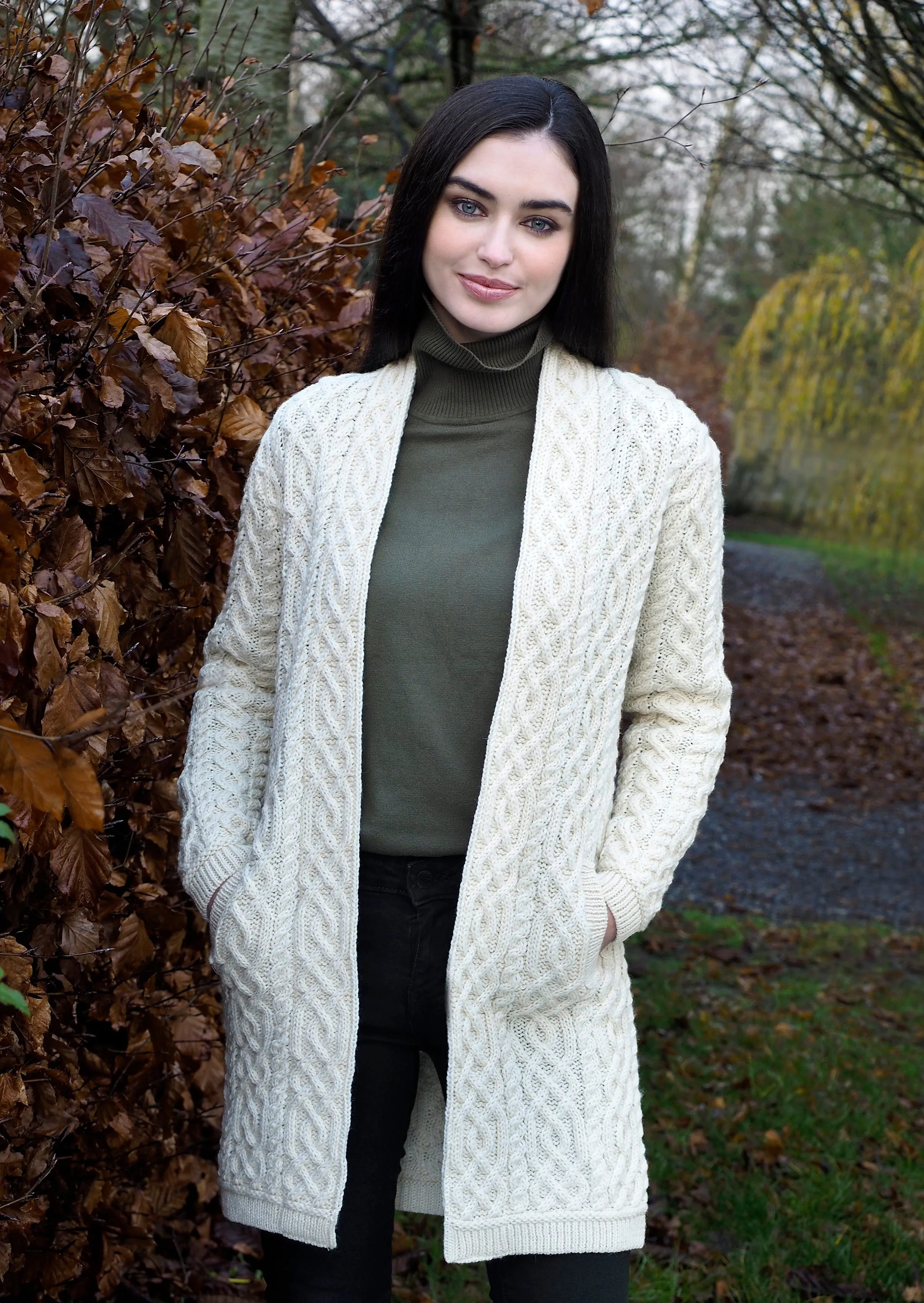 Aran Celtic Braid Edge Coat | Natural