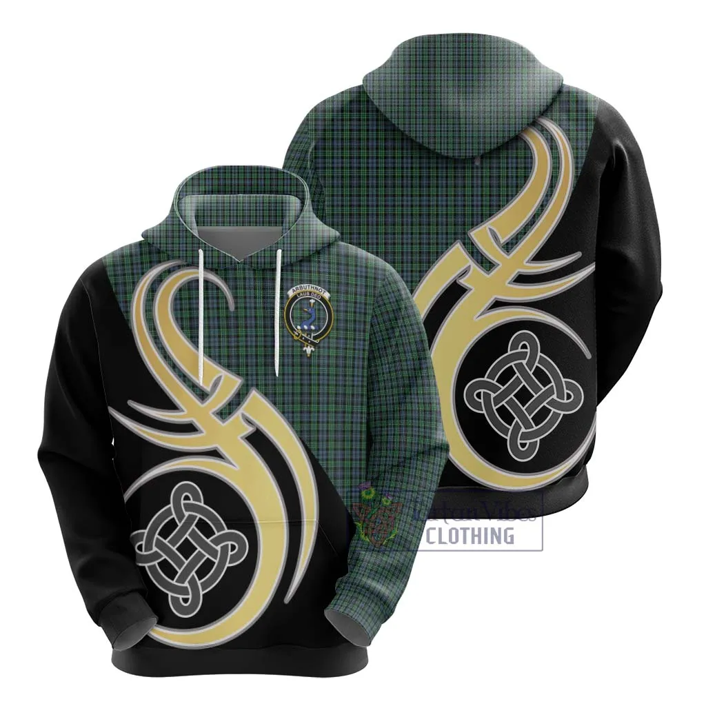 Arbuthnot Tartan Hoodie with Family Crest and Celtic Symbol Style