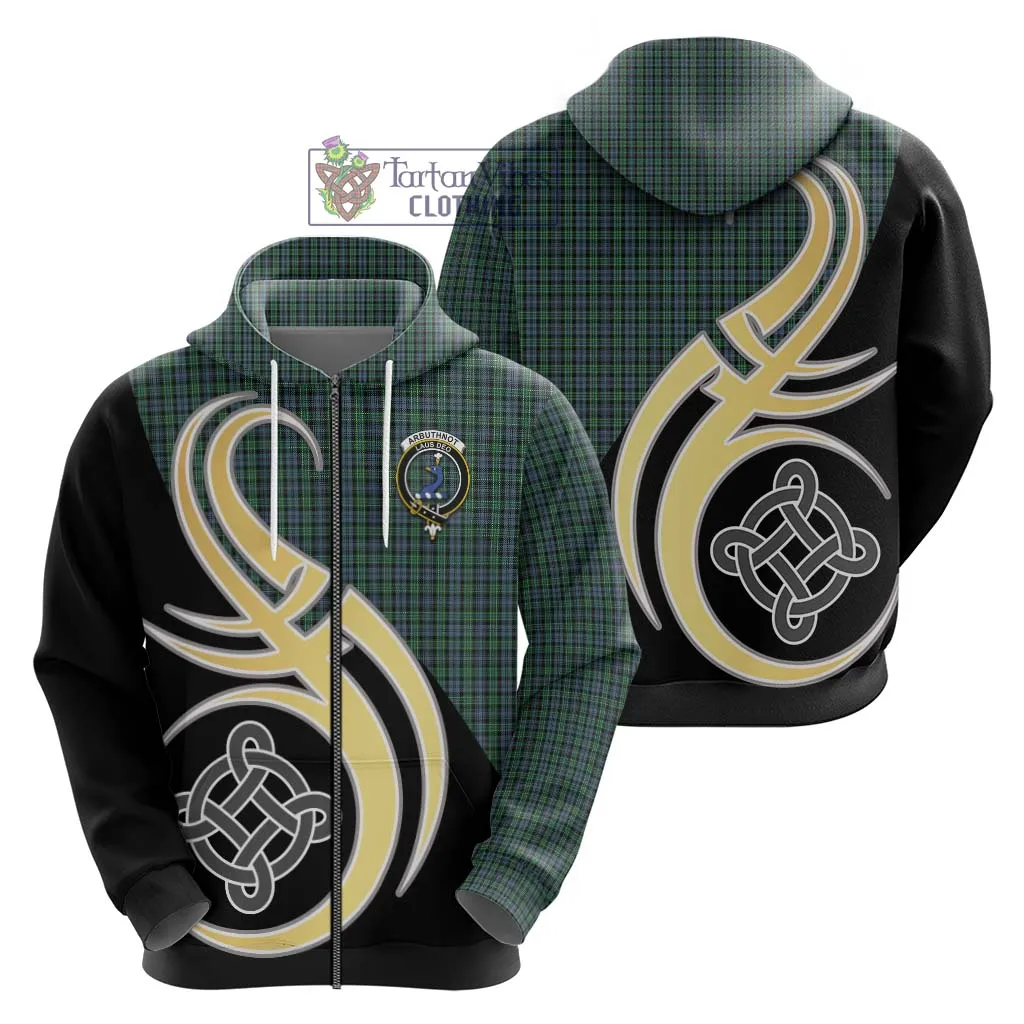 Arbuthnot Tartan Hoodie with Family Crest and Celtic Symbol Style