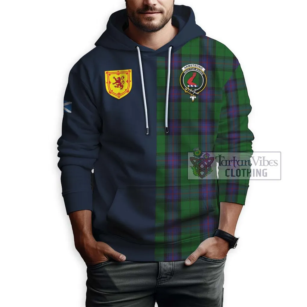 Armstrong Tartan Hoodie Alba with Scottish Lion Royal Arm Half Style