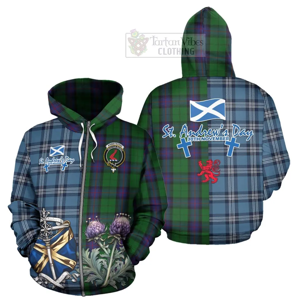 Armstrong Tartan Hoodie Happy St. Andrew's Day Half Tartan Style