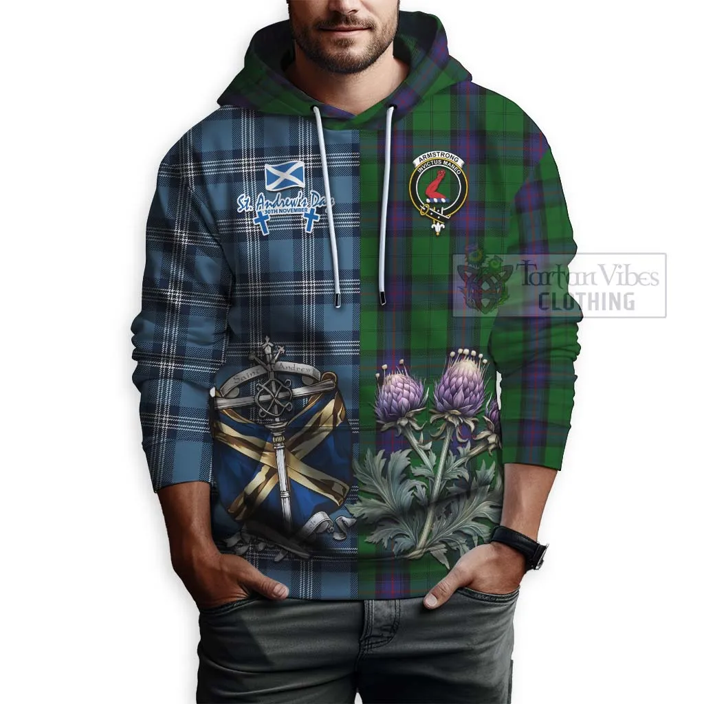 Armstrong Tartan Hoodie Happy St. Andrew's Day Half Tartan Style