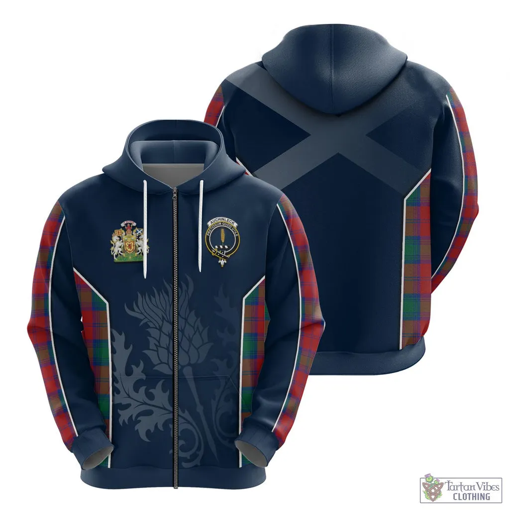 Auchinleck (Affleck) Tartan Hoodie with Family Crest and Scottish Thistle Vibes Sport Style