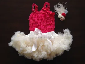 Baby Smash Cake Tutu Set with Headband, Baby Petticoat and Lace Romper