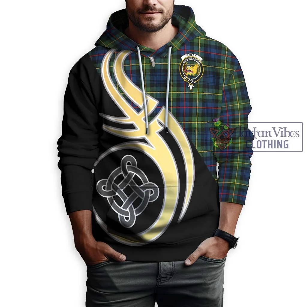 Bailey Modern Tartan Hoodie with Family Crest and Celtic Symbol Style