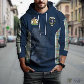 Balfour Blue Tartan Hoodie with Family Crest and Lion Rampant Vibes Sport Style