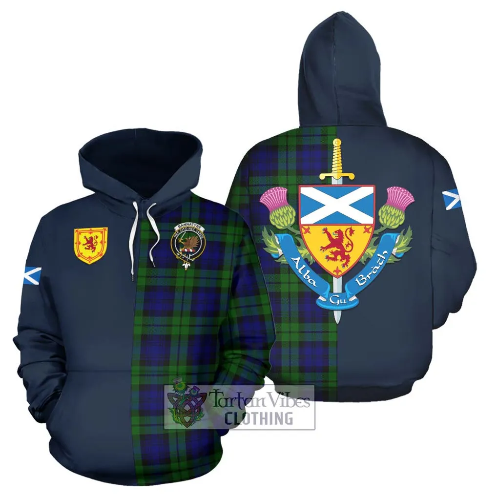 Bannatyne Tartan Hoodie Alba with Scottish Lion Royal Arm Half Style