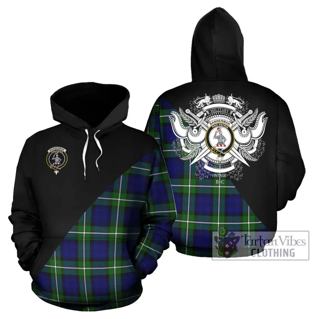 Bannerman Tartan Hoodie with Family Crest and Military Logo Style