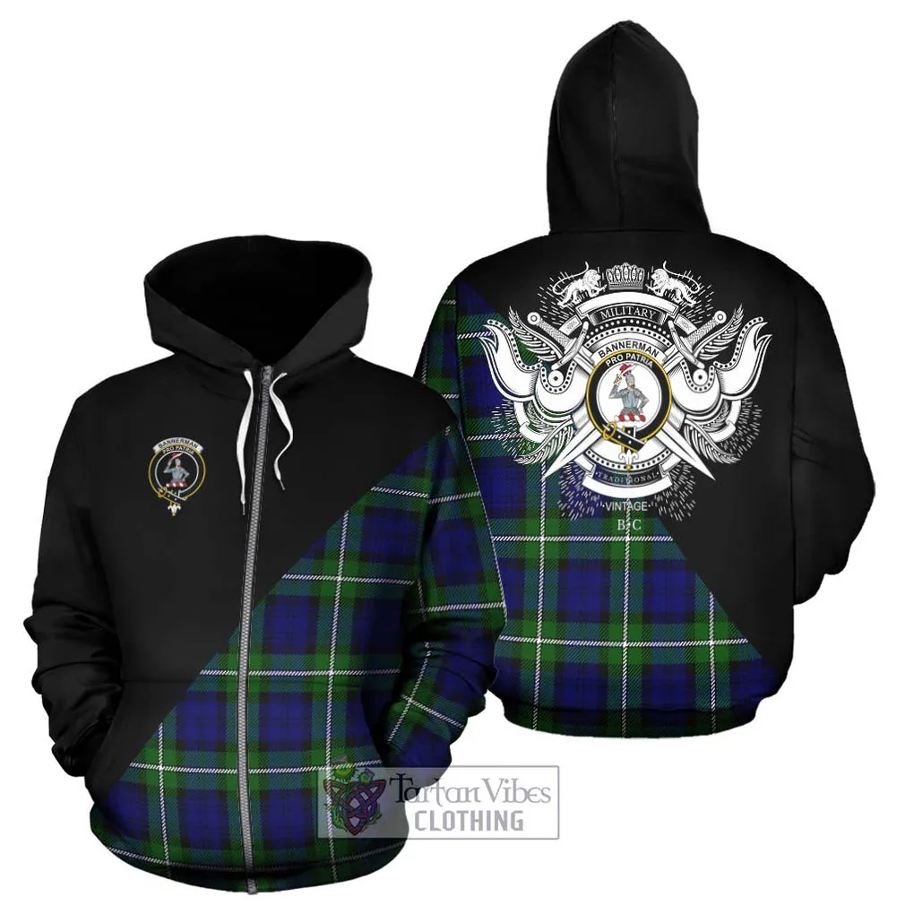 Bannerman Tartan Hoodie with Family Crest and Military Logo Style