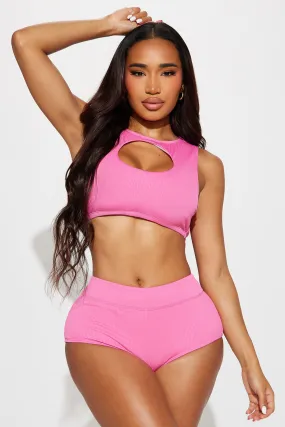 Beach All Day 2 Piece Boyshort Bikini - Pink