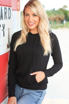 Black Pullover Hoodie with Pocket