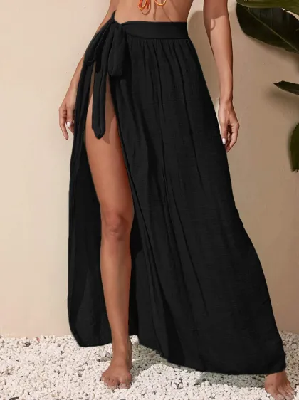 Black Side Knot Beach Cover Up Skirt