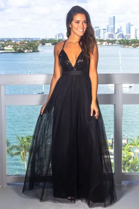 Black Tulle Maxi Dress