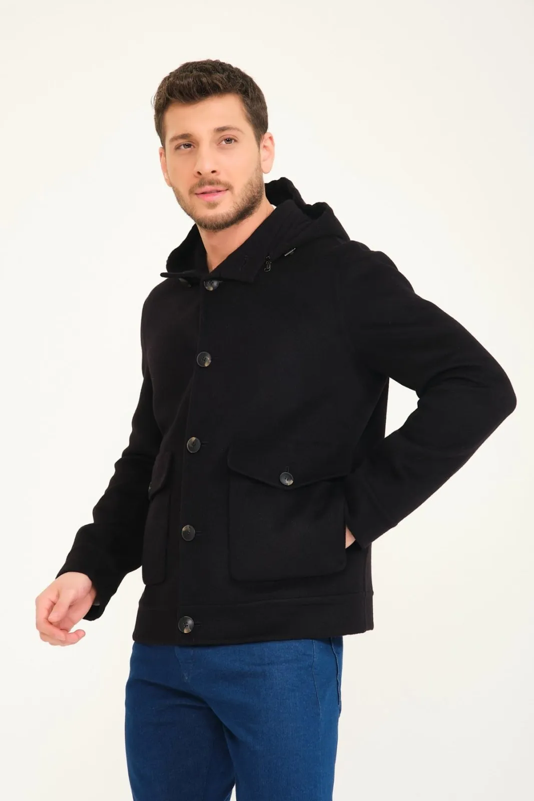 Black Wool Short Coat