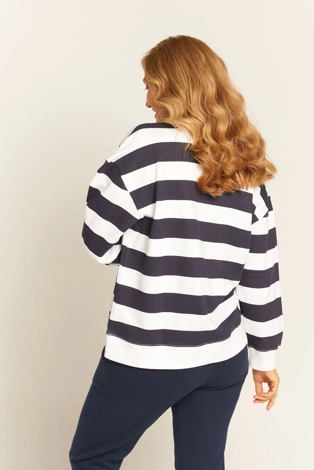 Block Stripe Sweatshirt White / Navy